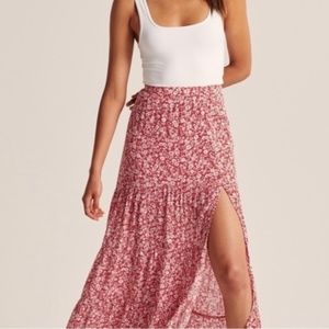 Abercrombie & Fitch Tiered Maxi Skirt with Side Slit